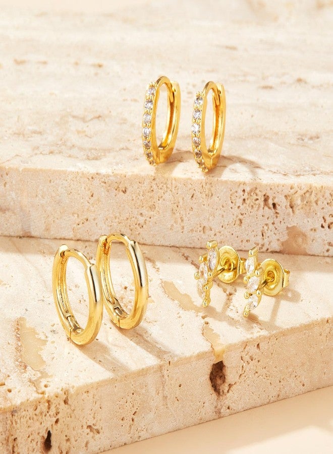 BLBLJERY Gold Earrings for Women Trendy 14k Gold Plated Small Hoop Earring Set Huggie, Cartilage, Drop Dangle & Stud Earrings Set Gold Jewelry Gift for Women - Image 4